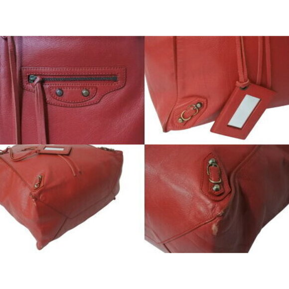 BALENCIAGA Paper Tote Bag Red Leather - Picture 4 of 8